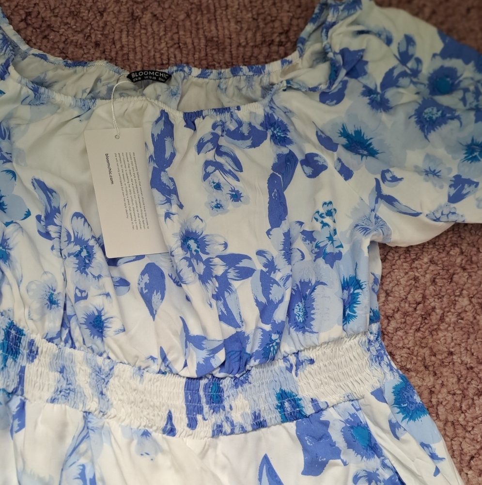 Summer Dress Floral Blue and White - Picture 3 of 7